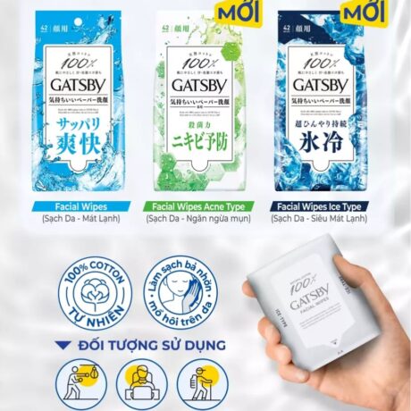 Khăn Lau Mặt Gatsby Facial Wipes 42 tờ