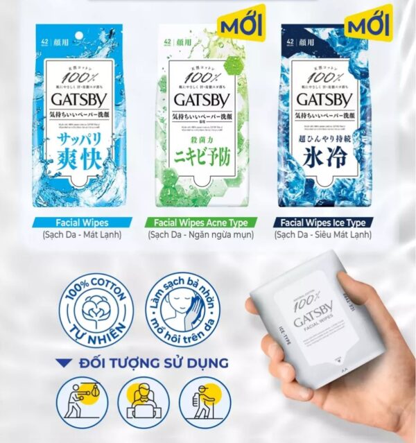 Khăn Lau Mặt Gatsby Facial Wipes 42 tờ