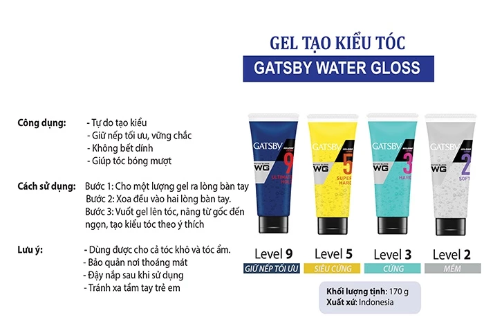 Gel Tạo Kiểu Tóc GATSBY Water Gloss 170g